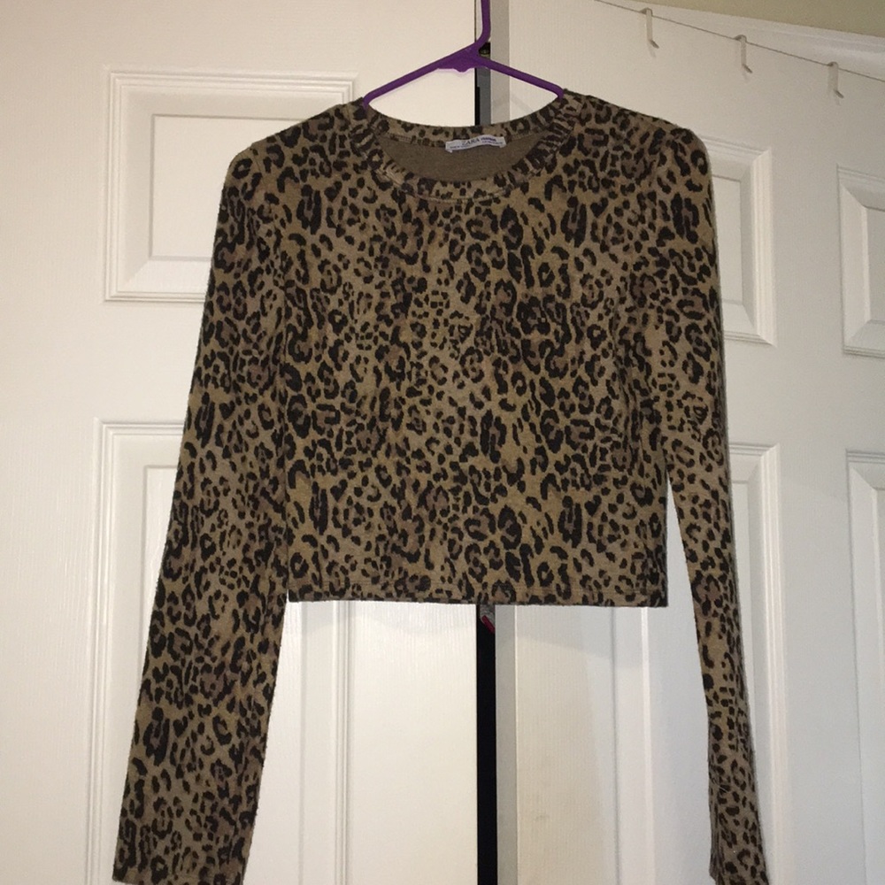 Zara cropped leopard top